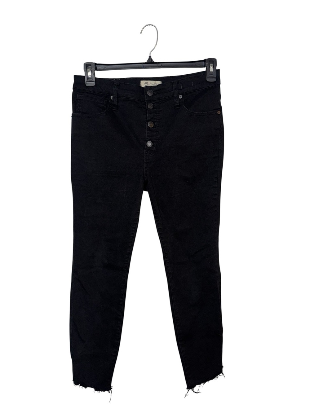 Madewell Black High-Rise Skinny Jeans with Raw Hem